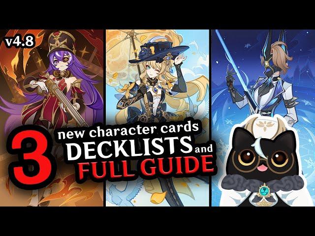 Version 4.8 Review Part 3 - ALL 3 new character card guide with decks! | Genshin Impact TCG