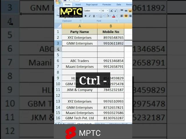 Delete Blank Row | Excel Tutorials |Tips & Tricks | Shorts | Tutoring | Excel vba | Shortcuts Keys