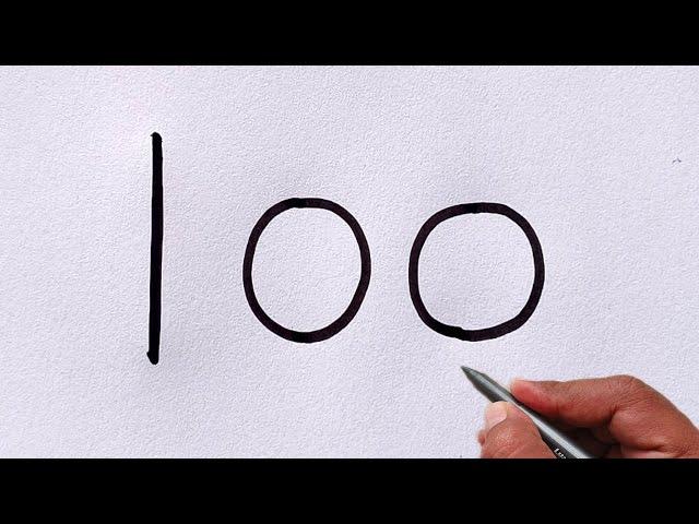 How to draw beautiful drawing from number 100 | Easy drawing with number | Drawing Video