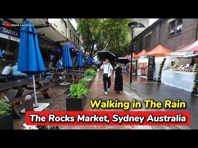 Walking in The Rain, The Rocks Market Sydney AUSTRALIA | Relaxing Rain Ambience