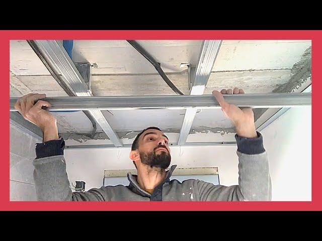  How to MOUNT a PLADUR ceiling in a BATHROOM (step by step) HIDROFUGA Plate ▶ ︎ DRYWALL