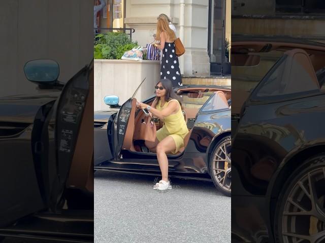Beautiful rich lady getting out her Aston Martin at Hotel Paris #monaco #luxury #trending #lifestyle