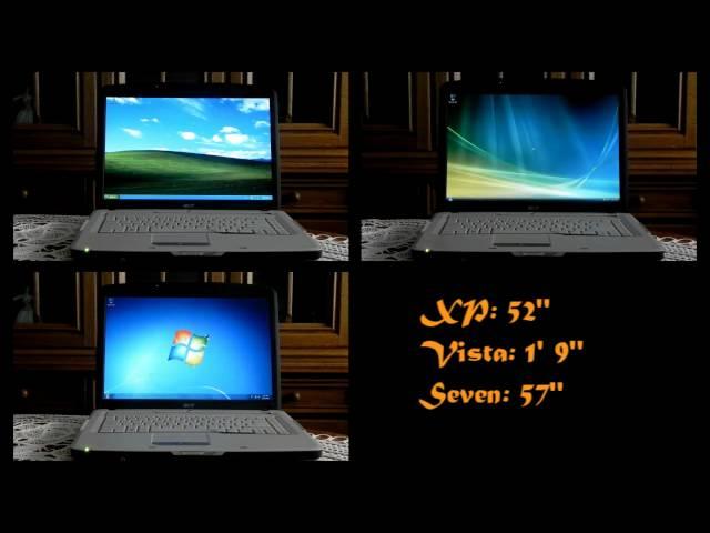 Booting Windows XP vs Vista vs Seven on Acer Aspire 5315