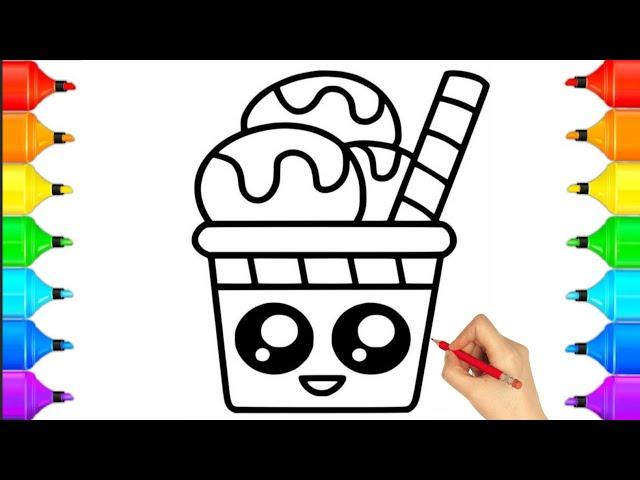 How To Draw Ice Cream Drawing Very Easy | Icecream Drawing Easy Step by Step || IceCream Drawing 