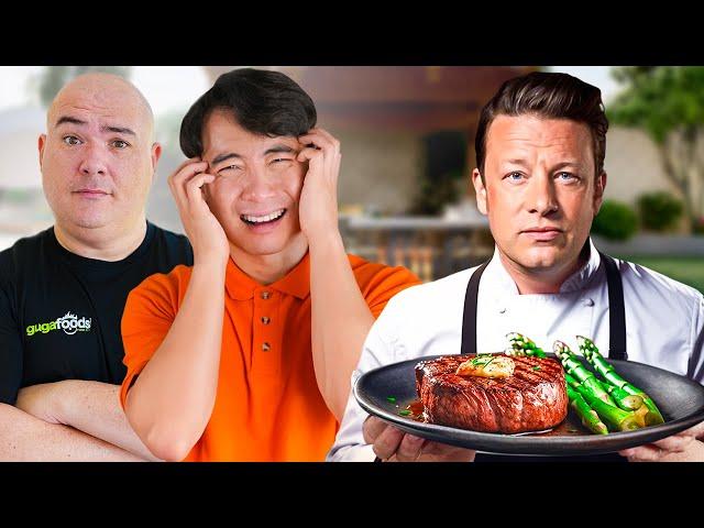 I forced UNCLE ROGER to review Jamie Oliver Steak!