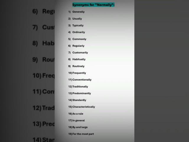 Synonyms for normally in english#english conversationwriting