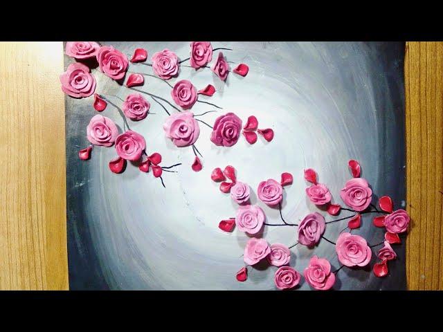 3D floral painting / 3D Rose painting / clay painting / very easy for beginners /  step by step