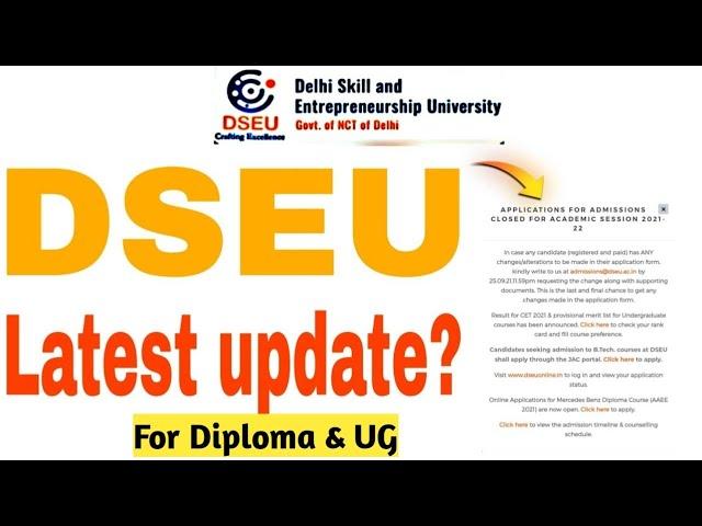 Released DSEU Latest update /news | delhi skill and entrepreneurship university | UG/DIPLOMA CET