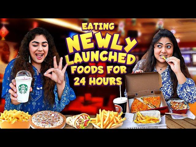 Eating NEWLY LAUNCHED Branded Food for 24 hours Challenge! Pizza Melts, Ice-cream pizza & more!