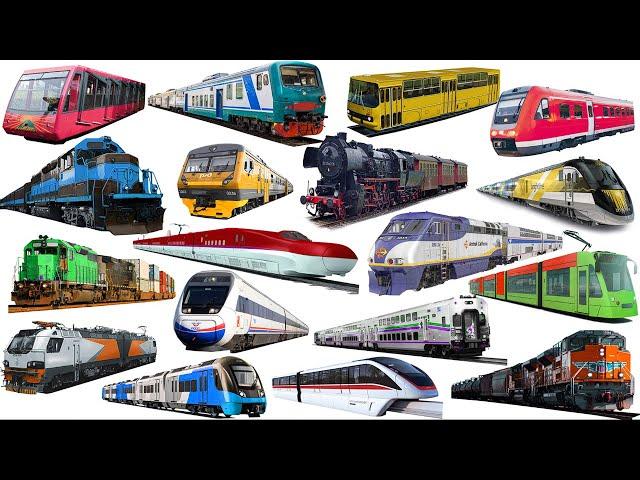 TRAIN and Railway Vehicles | Learn Railway Transport in English | Tram, Submarine, Train