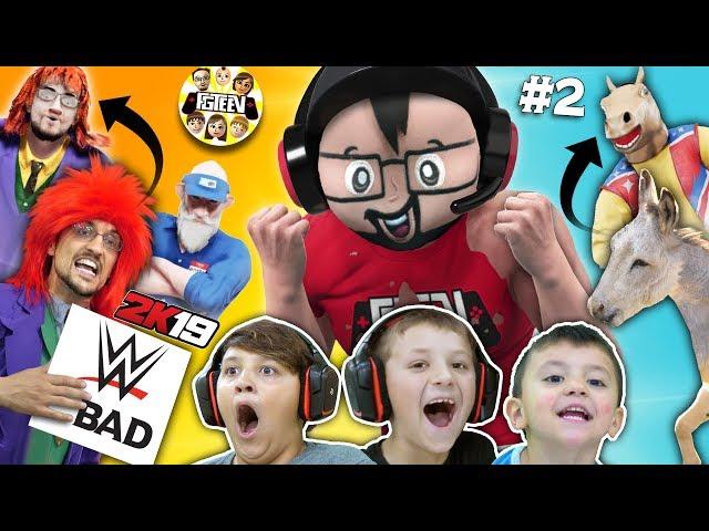 FGTEEV WWE 2K19 WRESTLING!! Our Donkey fights Cringey Principal and We Famous!