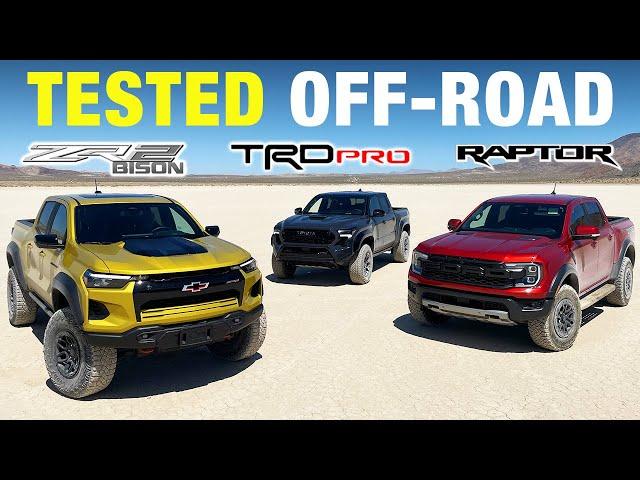 Toyota Tacoma TRD Pro vs. Ford Ranger Raptor vs. Chevy Colorado ZR2 Bison | Off-Road Comparison Test