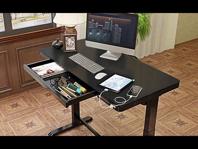 Height Adjustable Sit Stand Desk  | With Top, Drawer & USB Chargers