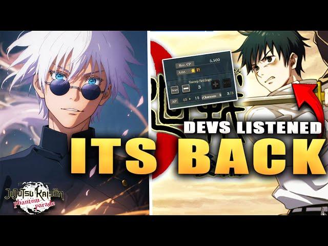 WE DID IT!!! DEVS LISTENED & ITS BACK!!!! (Jujutsu Kaisen Phantom Parade)