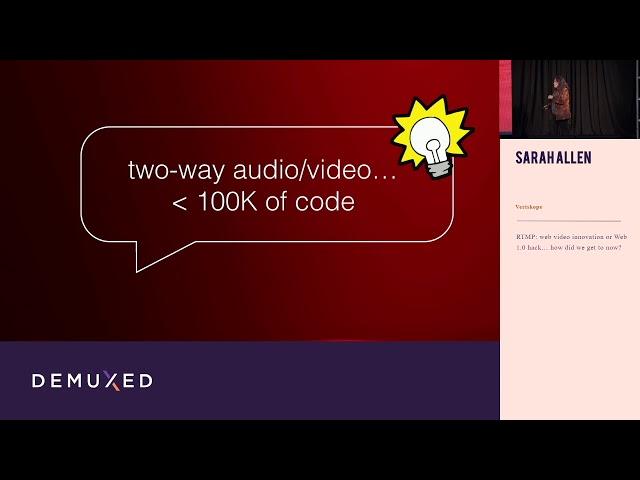 Sarah Allen - RTMP: web video innovation or Web 1.0 hack… how did we get to now?