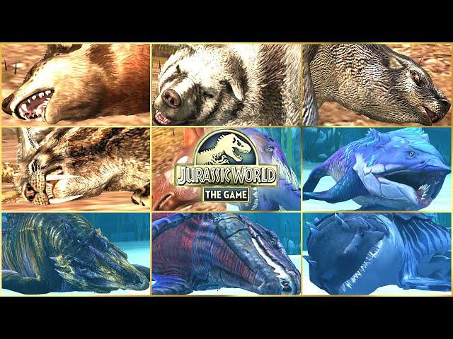 ALL CENOZOIC & ALL AQUATIC DEATH & DEFEAT SCENE ANIMATION | Jurassic World The Game