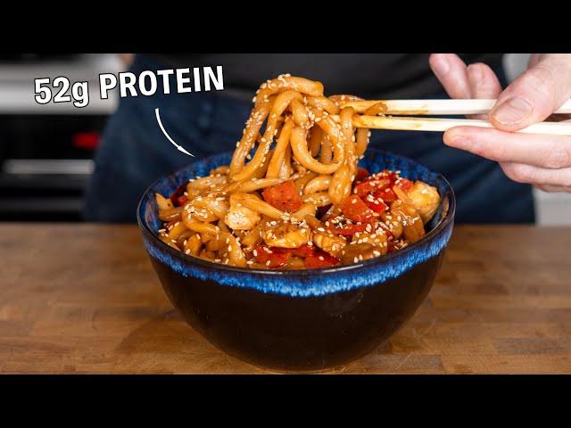 Honey Peanut Butter Noodles with 52g Protein and Made in 15 Minutes