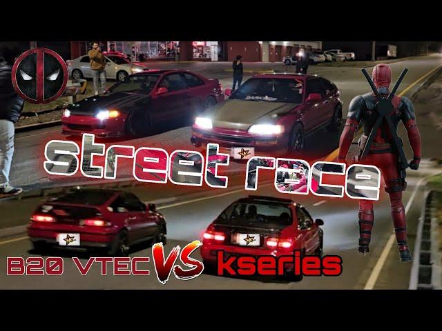 b20 vtec crx vs kseries eg coupe all motor street race