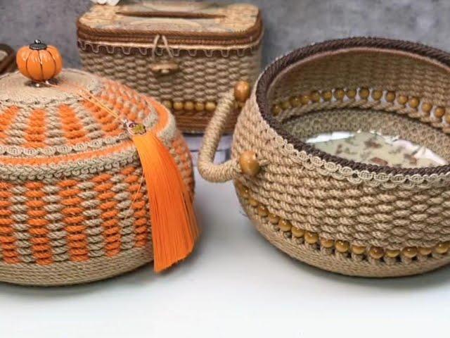 HOW TO HANDMADE BASKET WITH PLATE AND ROPE #craft #handmade #weaving