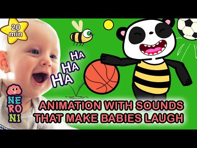 Baby Cartoons to Make Them Laugh and React | Goofy Panda and Beebee | Sports Balls | Neroni Kids