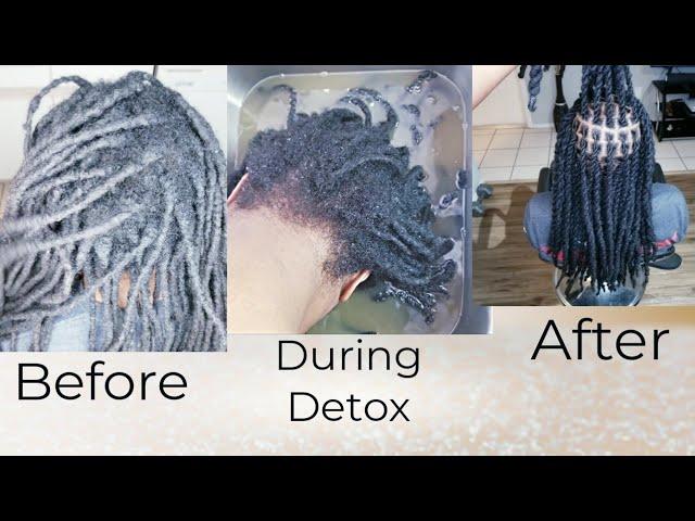 Amazing crazy locs Transformation,  detox +Retwist.  must see