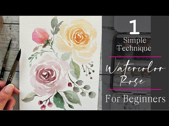 Watercolor Roses For Beginners | Watercolor Techniques | Loose Watercolor Flowers