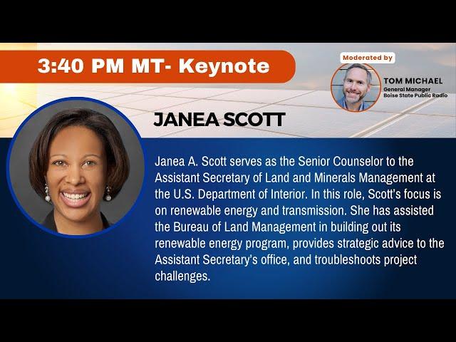 Keynote: Janea Scott, senior counselor to Assistant Secretary for Land and Mineral Management