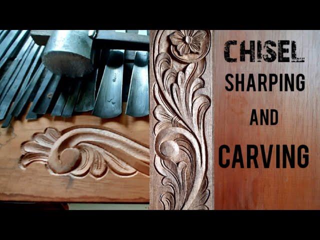 |Wood carving chisel sharping and carving| കൊത്തുപണി ഉളികൾ|UP wood art|wood carving tools|