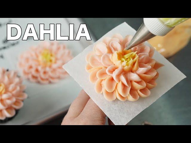 How to pipe dahlia flowers [ Cake Decorating For Beginners ]