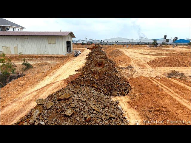 Wonderful Building Foundation New Road Construction By Bulldozer Pushing And Grading Gravel