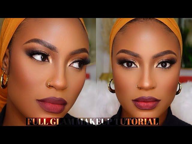 BASIC BABE E5: START TO FINISH BASIC FULL GLAM MAKEUP TUTORIAL  #woc #darkskin #brownskin