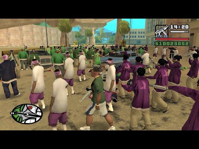 The Biggest Gang War in GTA San Andreas! - Ballas vs Grove vs Vagos