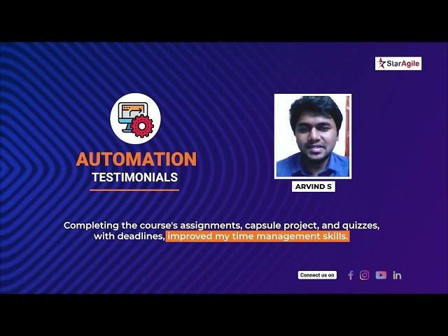 Arvind S  | Automation Testing Course Review