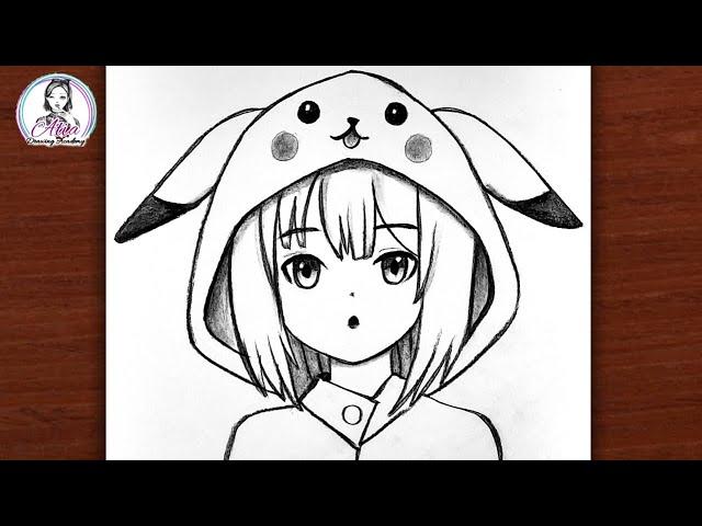 How to Draw Anime characters | Drawing Tutorial | How to Draw Anime Girl with Pikachu Hoodie