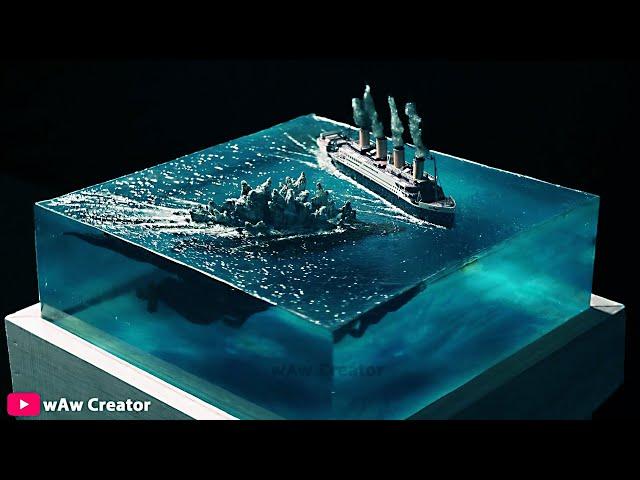 Iceberg Godzilla Took Down Titanic Diorama / Resin Art / Waw Creator