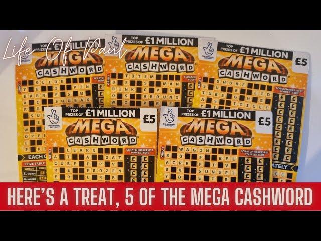 £25 of the New £5 Mega Cashword Scratch Cards. Let's give them a try and see how they do!