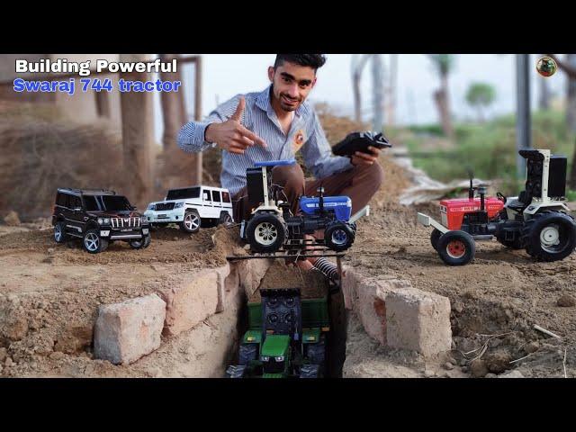 DIY mini swaraj 744 XT tractor with Pvc pipe real tractor. Powerful gearbox with DC motor.