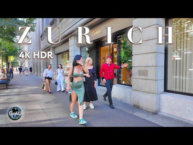 Switzerland Zurich  Bahnhofstrasse Walking tour / City Center 4K 60fps HDR