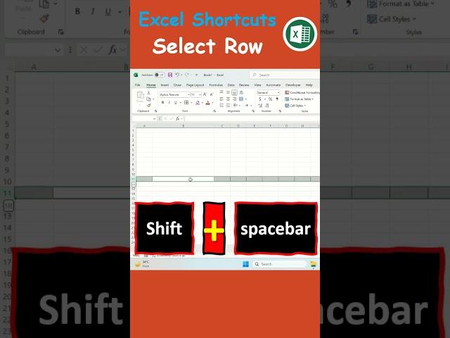 How to Select Row using Shortcut Keys in MS Excel