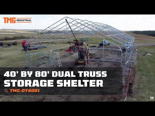 TMG Industrial 40' x 80' Dual Truss Storage Shelter with Heavy Duty 21 - TMG-DT4081