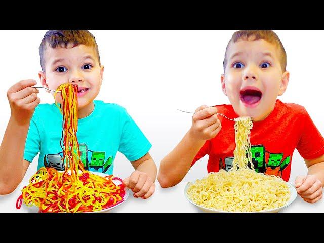 Yegor and Yarik want noodles of the same color