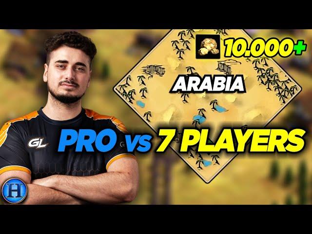 A Pro Starting With 10000 Gold vs 7 Players | AoE2