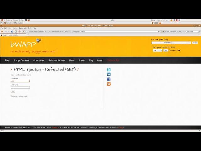 1 - bWAPP Tutorials - HTML Injection - ReflectedGET