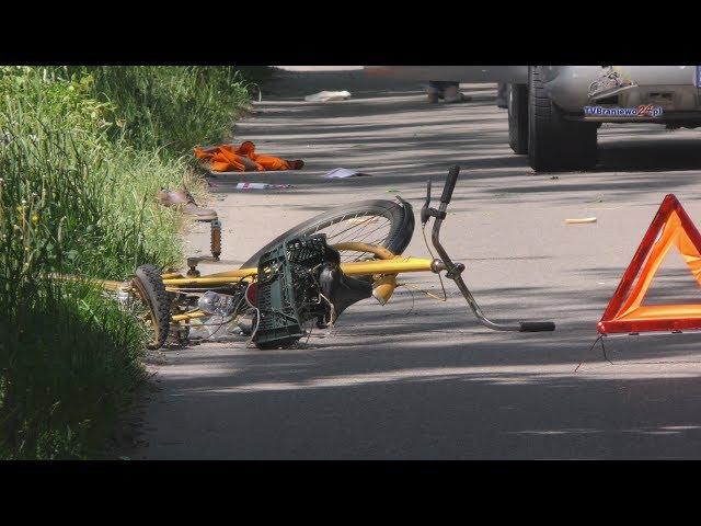 Wypadek pod Braniewem. Rannego rowerzystę zabrał śmigłowiec LPR