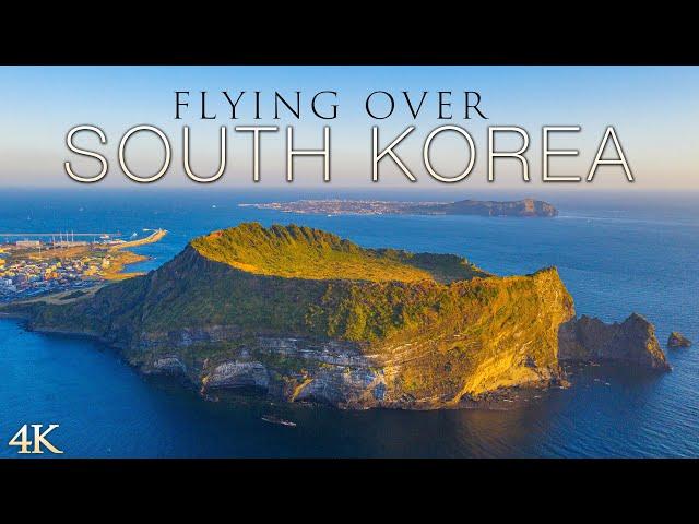 FLYING OVER SOUTH KOREA [4K] Aerial Ambient Nature Film + Relax Moods Music for Stress Relief