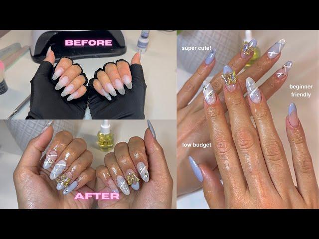 Korean Pastel Nails 〜 | gel x nails, low budget, beginner friendly