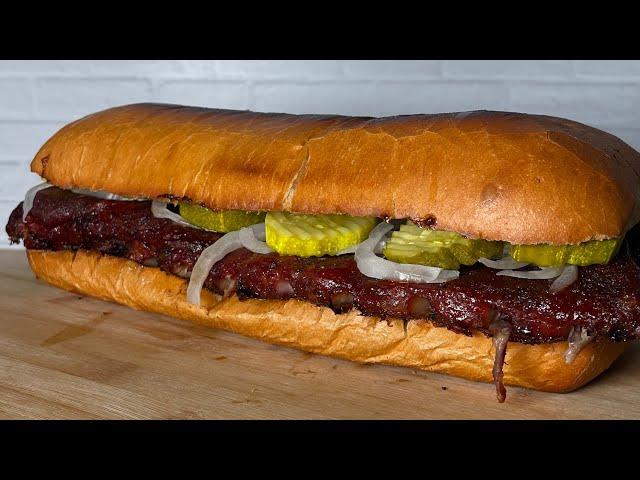 Making a Homemade Rib Sandwich 