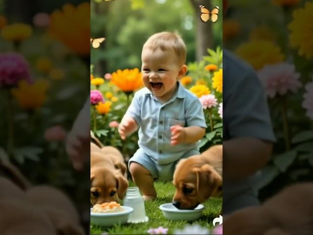 Baby boy and dogs dancing on up Wala thumka #trendingshorts #trendingvideo #babyboy