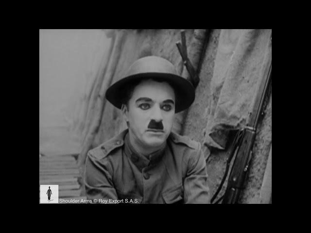 Charlie Chaplin in the trenches (Scene from Shoulder Arms, 1918)