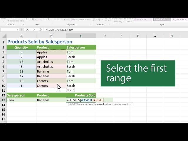 How to use the SUMIFS function in Microsoft Excel